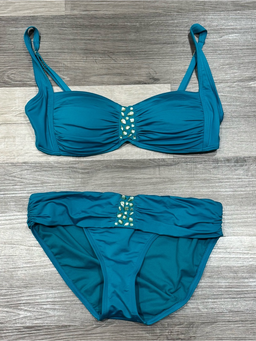 Jantzen Teal Sparkling Bikini Set – Top Size 10 / Bottoms Size 8